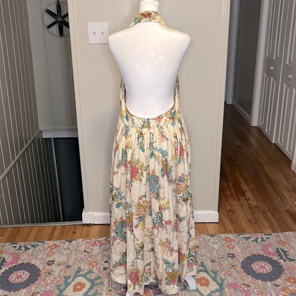 Zimmermann Clover Halter Midi Shirt Dress In Honey Peony Floral Size AU 3, US 10 - Picture 8 of 13